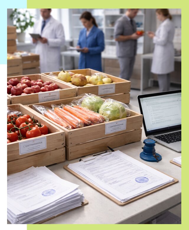 Сертификация овощей и фруктов в Вятских Поляне от 8628 р. | Алешин-Втс